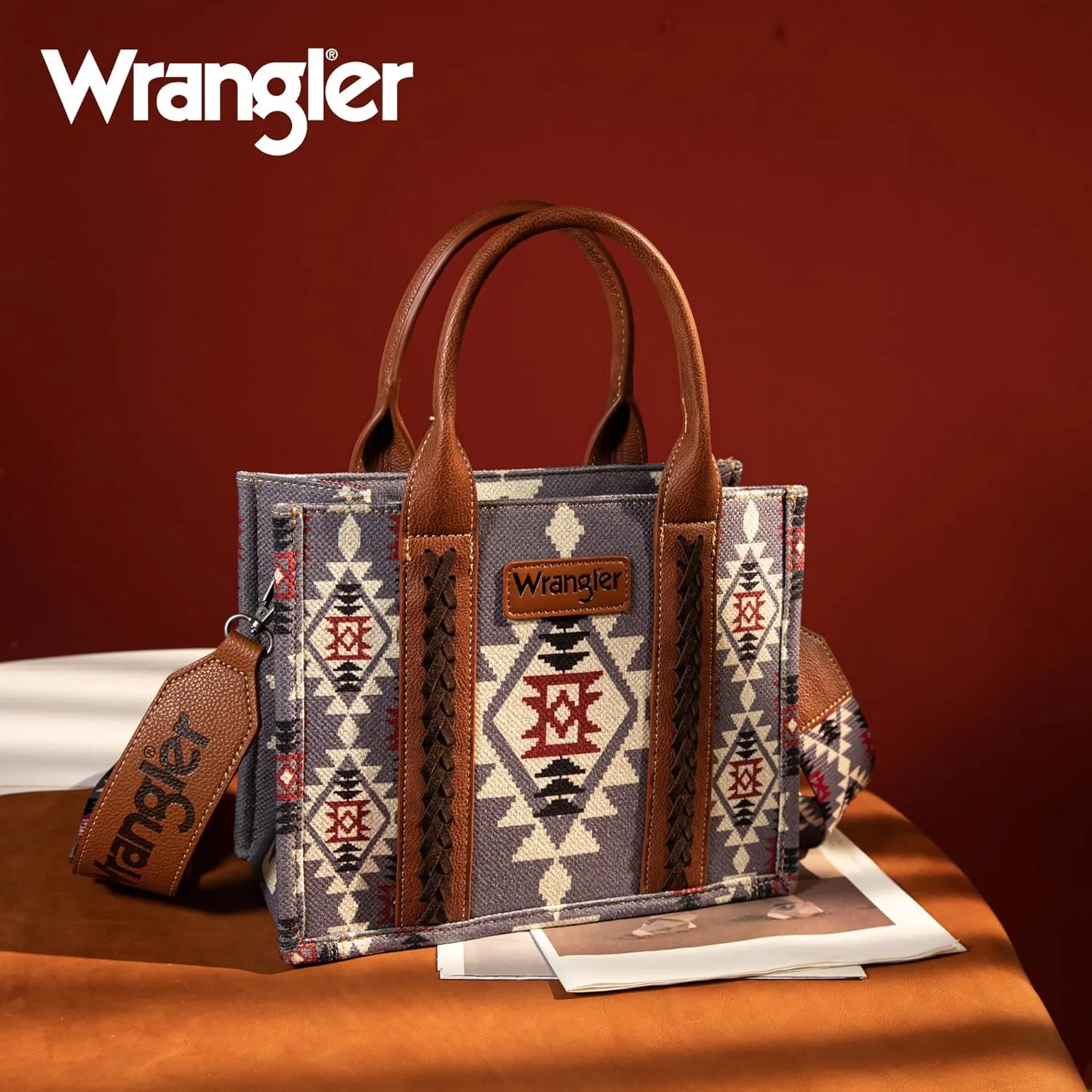 Wrangler Aztec Tote Bag for Women Boho Shoulder Purses and Handbags