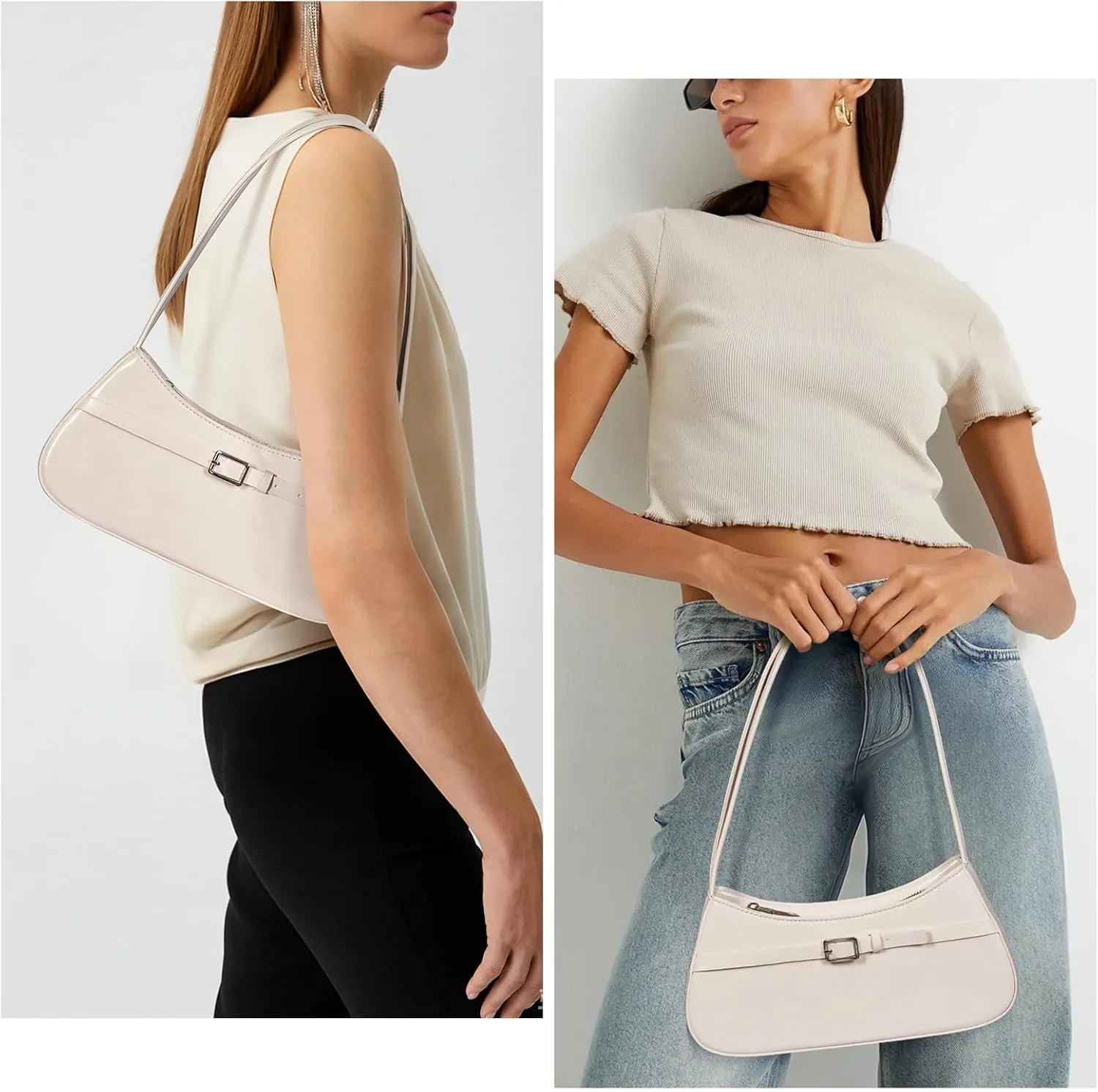 Y2k Shoulder Bag Red Purse For Women Small Vintage Handbag Burgundy Hobo Bags Faux Leather Trendy Underarm