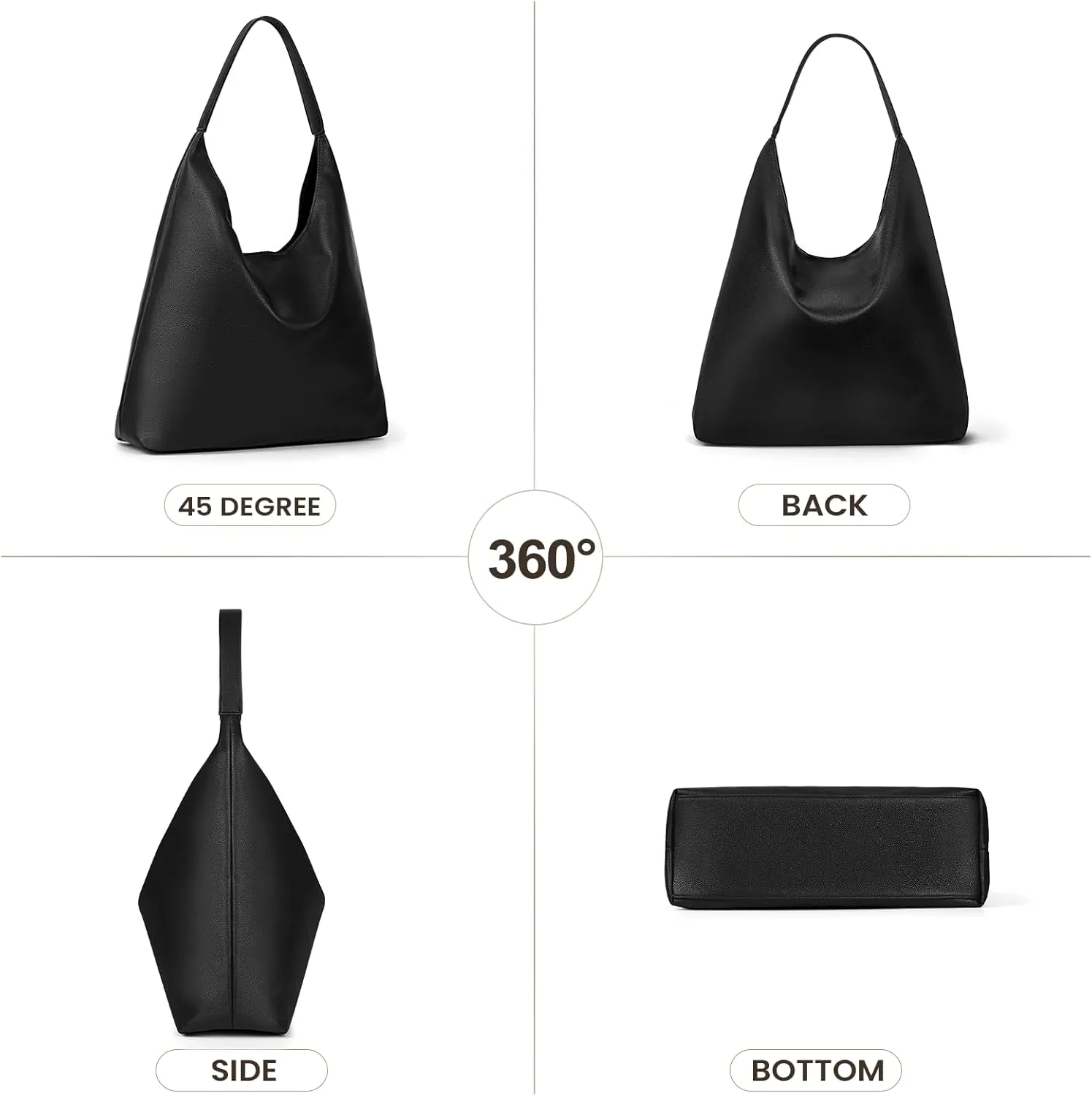 YFGBCX Slouchy Hobo Tote Bags for Women - Faux Leather Work & College Tote Handbags with Small Pouch