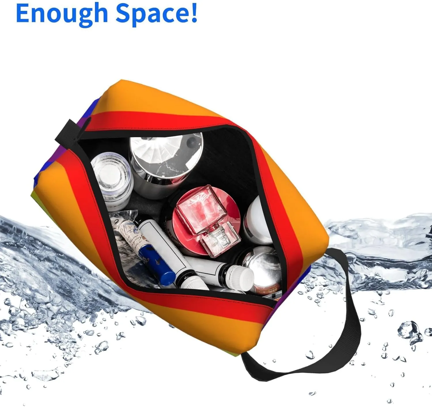 YISHOW Lgbt Pride Lips Travel Makeup Bag Women Cosmetic Bag Adorable Roomy Toiletry Bag With Zipper