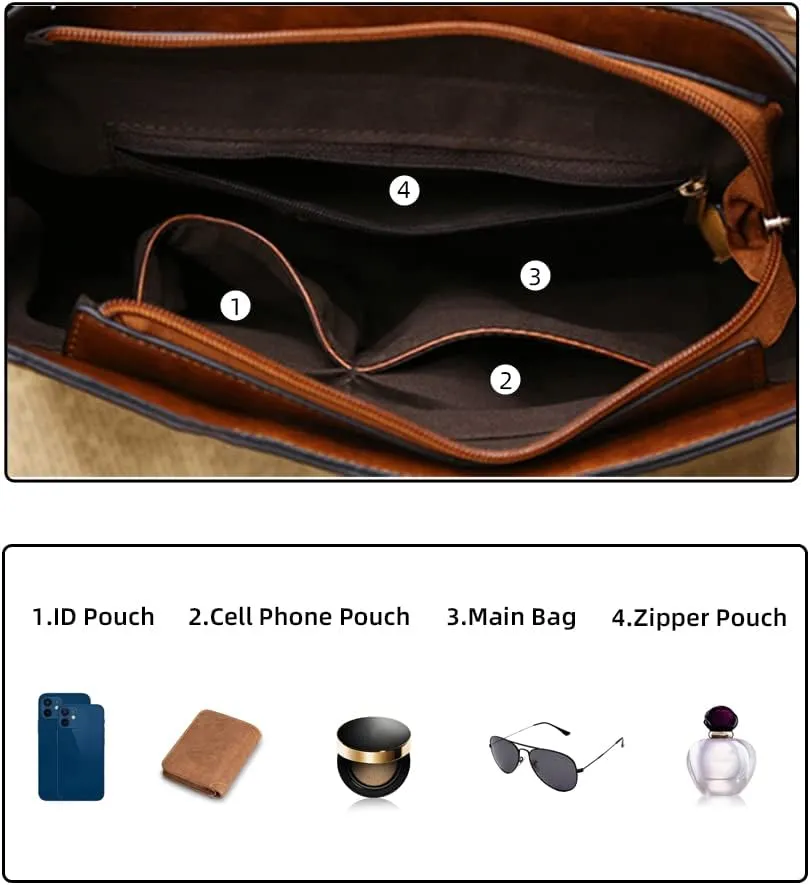 Yohora Crossbody Bag for Women Designer Bow Shoulder Purse Vintage Leather Messenger Satchel Roomy Travel Commute Bag