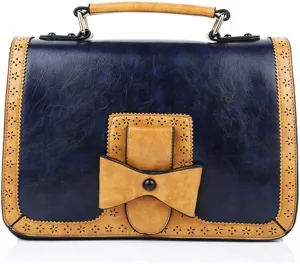 Yohora Crossbody Bag for Women Designer Bow Shoulder Purse Vintage Leather Messenger Satchel Roomy Travel Commute Bag