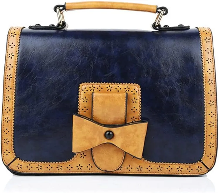 Yohora Crossbody Bag for Women Designer Bow Shoulder Purse Vintage Leather Messenger Satchel Roomy Travel Commute Bag