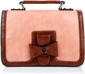 Yohora Crossbody Bag for Women Designer Bow Shoulder Purse Vintage Leather Messenger Satchel Roomy Travel Commute Bag