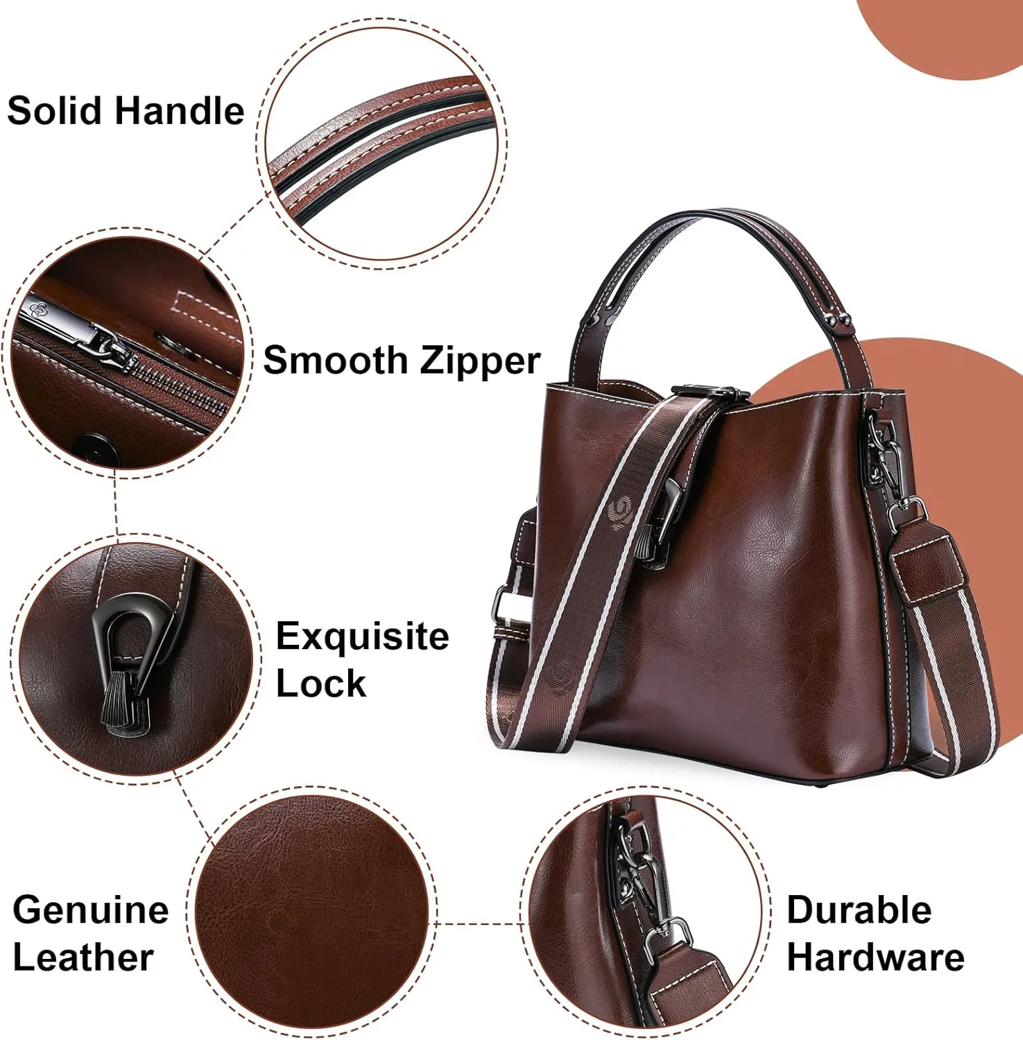 Yonami Genuine Leather Purses - Women's Designer Crossbody Bags  Small Purses for Women, Women's Shoulder Handbags