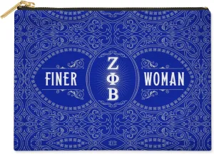 Zeta Phi Beta Sorority Paraphernalia - Official Vendor - Flat Makeup Bag - Accessory Bag - Finer Woman
