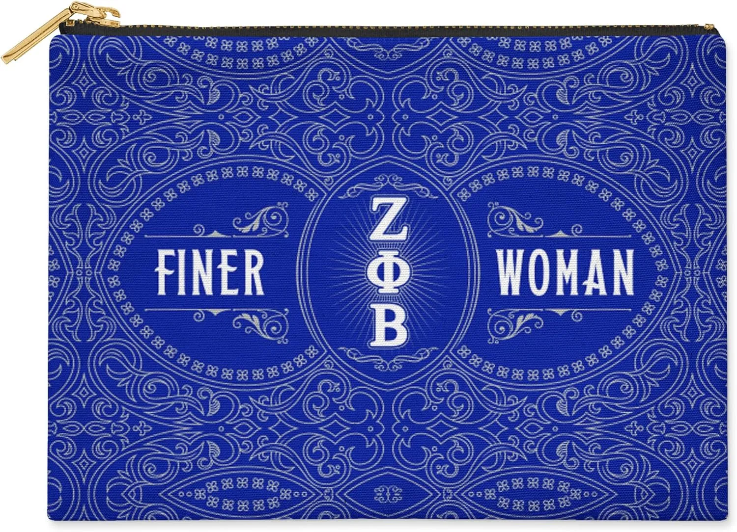 Zeta Phi Beta Sorority Paraphernalia - Official Vendor - Flat Makeup Bag - Accessory Bag - Finer Woman